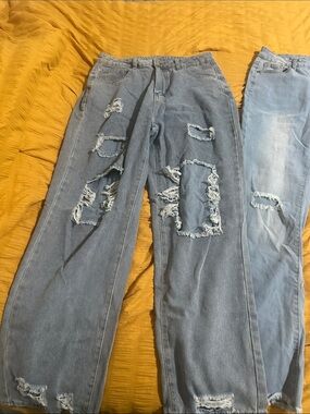 Light Blue Distressed Boot Cut Jeans - Women
